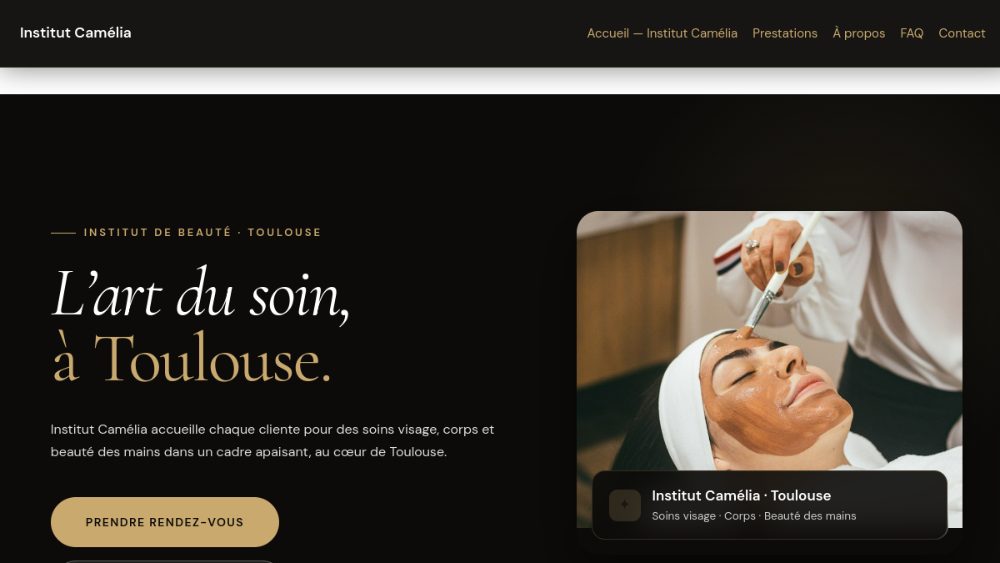 Capture du site de démonstration Institut Camélia